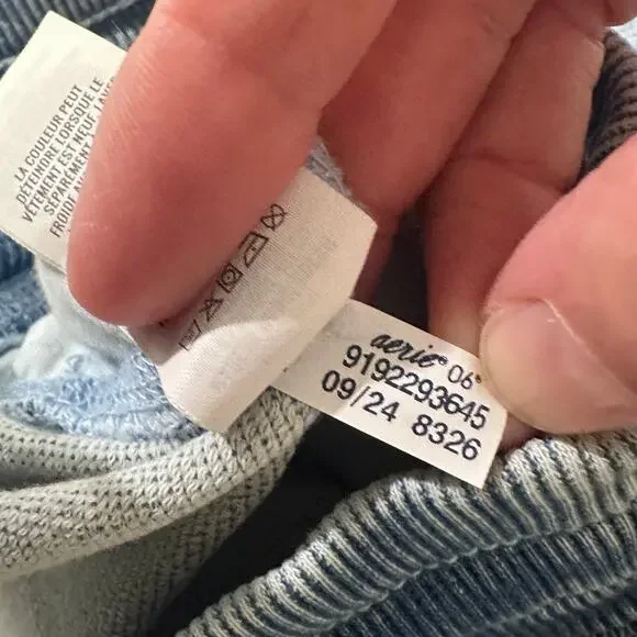 Aerie Soft Landing Trousers Blue Wide Leg Seamed Front Raw Hem XS Short - Picture 5 of 10